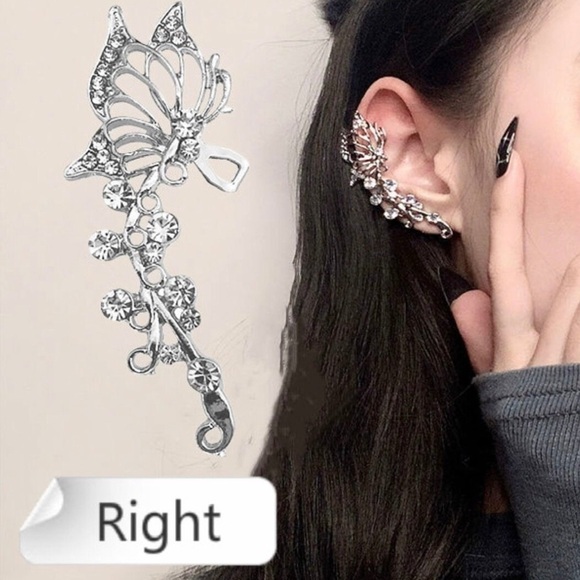 Butterfly  Ear Cuff Butterfly Ear Jewelry Cuff Earring Womens Earring - Picture 3 of 4